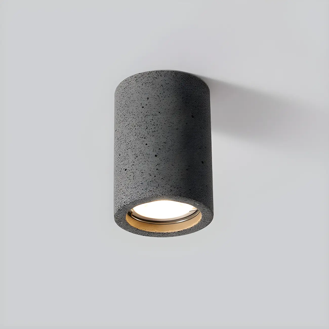 Small Size Grey Stone Cylinder Flush Mount Ceiling Light Image - 7 | homeyfad