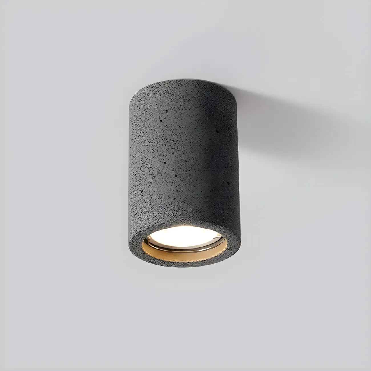 Small Size Grey Stone Cylinder Flush Mount Ceiling Light Image - 7