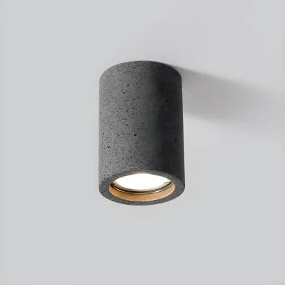 Small Size Grey Stone Cylinder Flush Mount Ceiling Light Image - 7