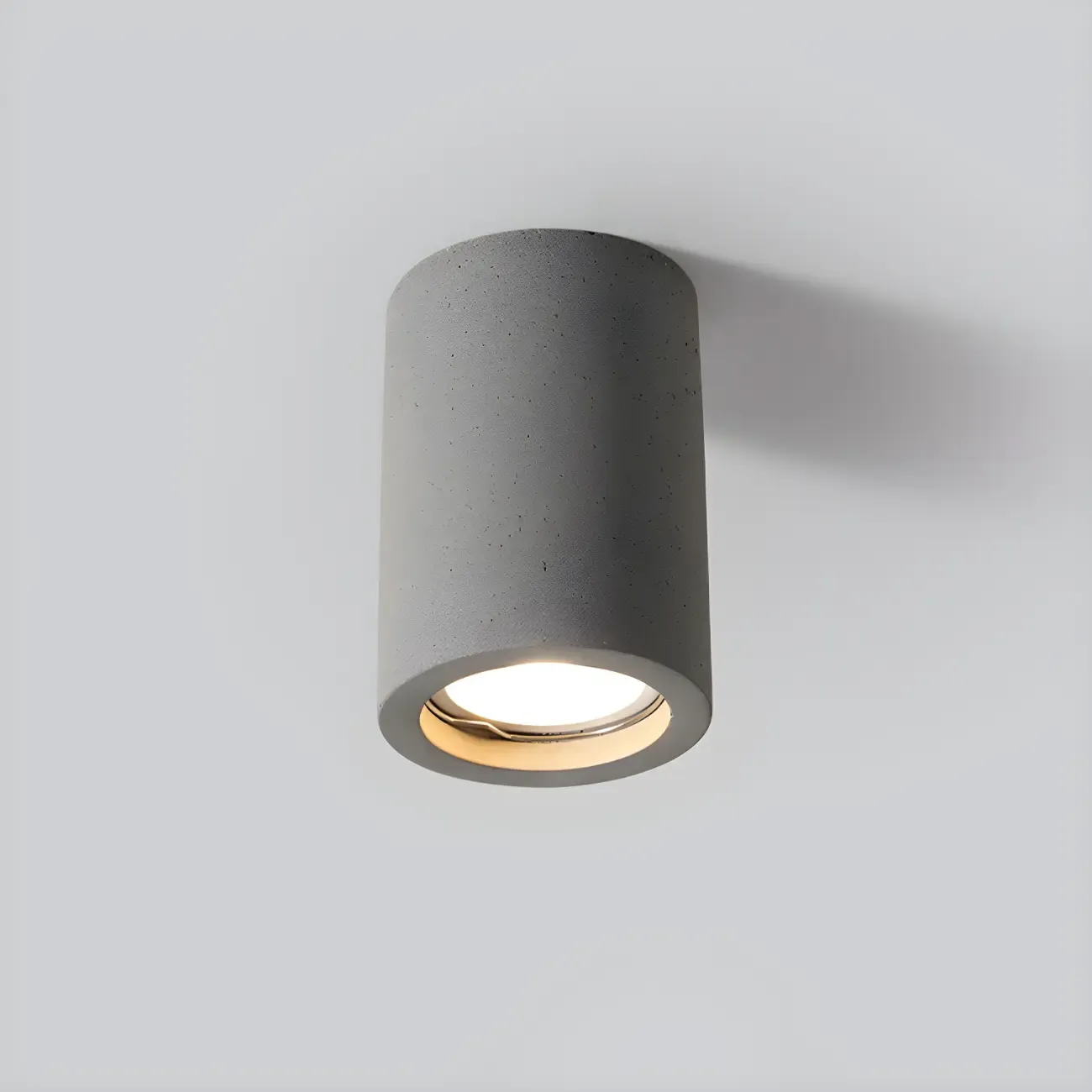 Small Size Grey Stone Cylinder Flush Mount Ceiling Light Image - 8
