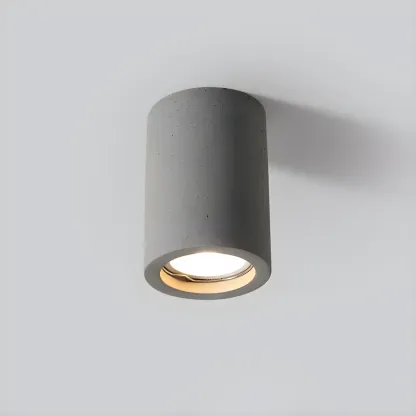 Small Size Grey Stone Cylinder Flush Mount Ceiling Light Image - 8
