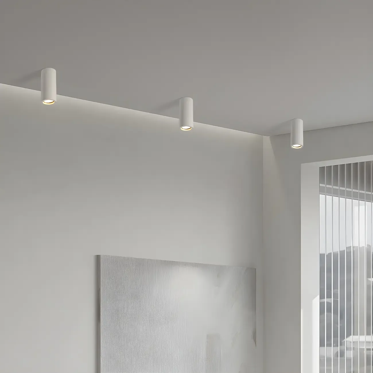 Small Size Grey Stone Cylinder Flush Mount Ceiling Light Image - 5