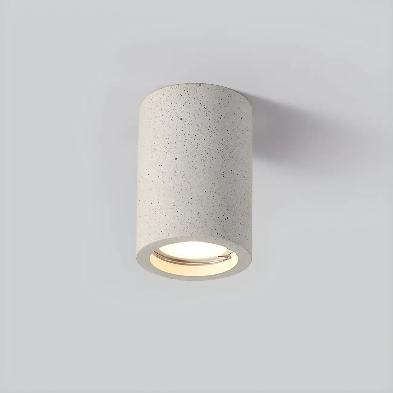 Small Size Grey Stone Cylinder Flush Mount Ceiling Light Image - 9