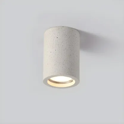 Small Size Grey Stone Cylinder Flush Mount Ceiling Light Image - 9