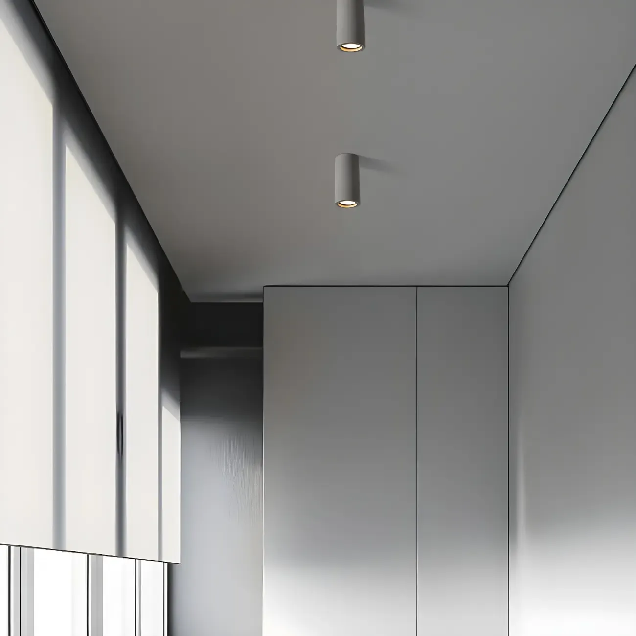 Small Size Grey Stone Cylinder Flush Mount Ceiling Light Image - 4