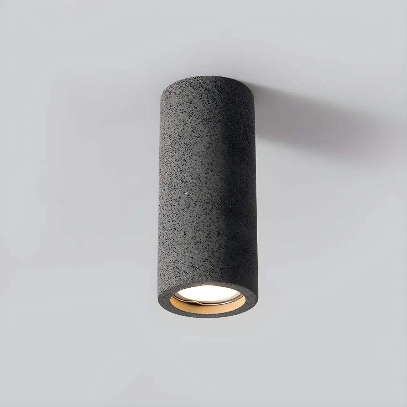 Small Size Grey Stone Cylinder Flush Mount Ceiling Light Image - 10