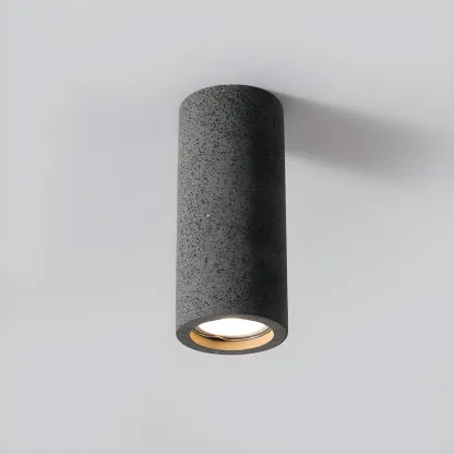 Small Size Grey Stone Cylinder Flush Mount Ceiling Light Image - 10