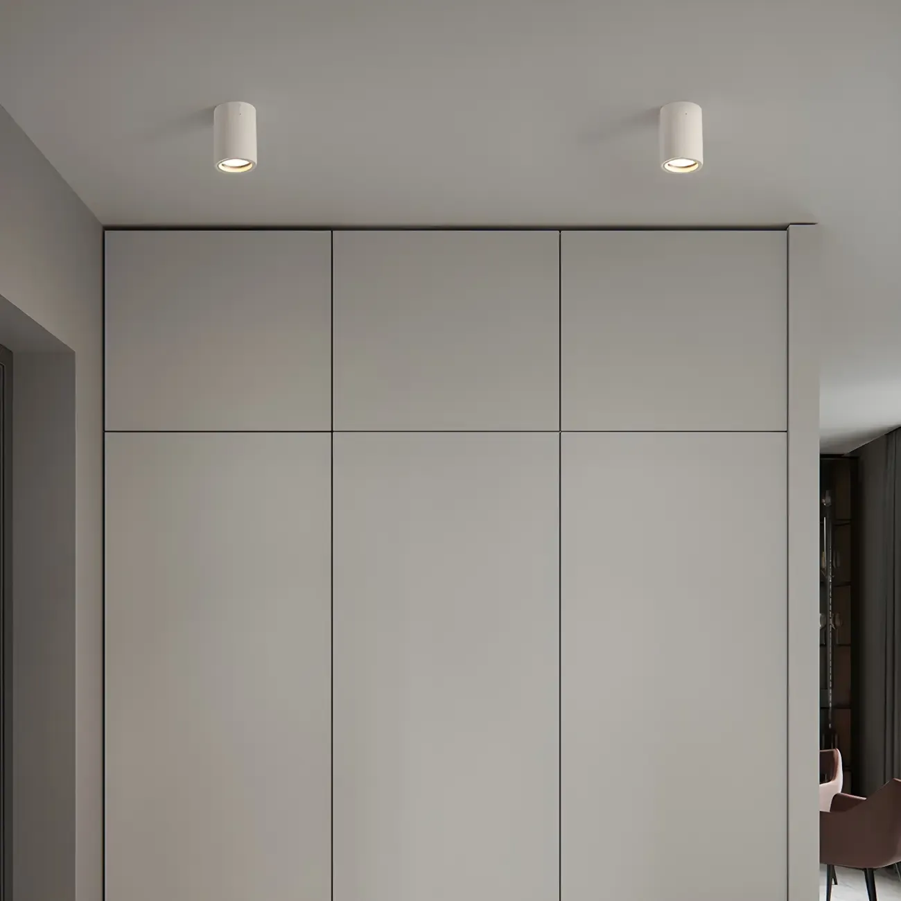 Small Size Grey Stone Cylinder Flush Mount Ceiling Light Image - 6