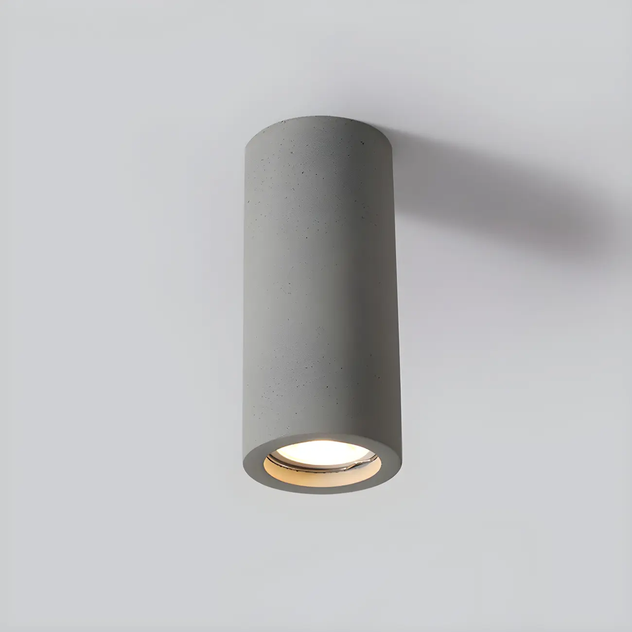 Small Size Grey Stone Cylinder Flush Mount Ceiling Light Image - 11 | homeyfad