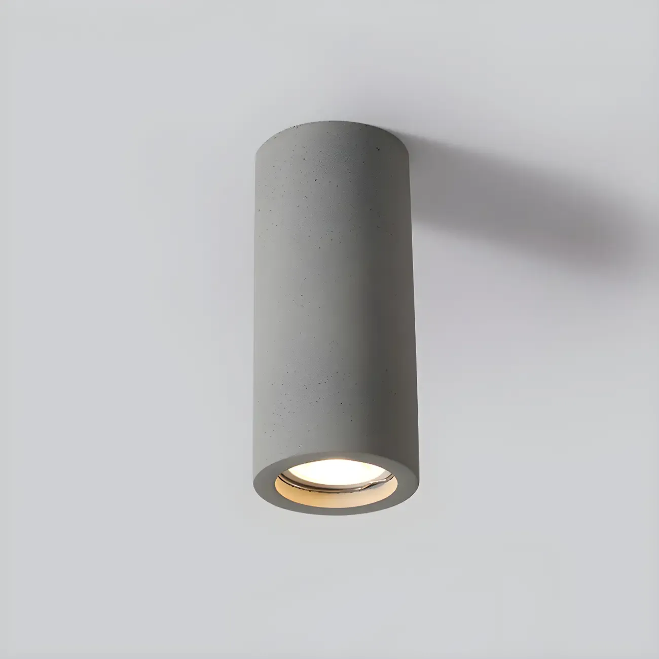 Small Size Grey Stone Cylinder Flush Mount Ceiling Light Image - 11