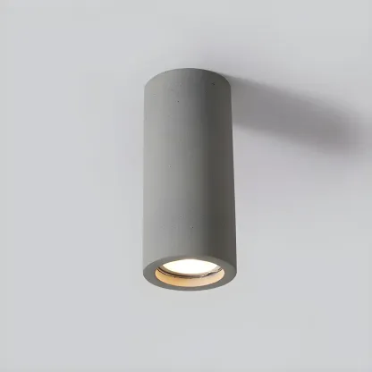 Small Size Grey Stone Cylinder Flush Mount Ceiling Light Image - 11