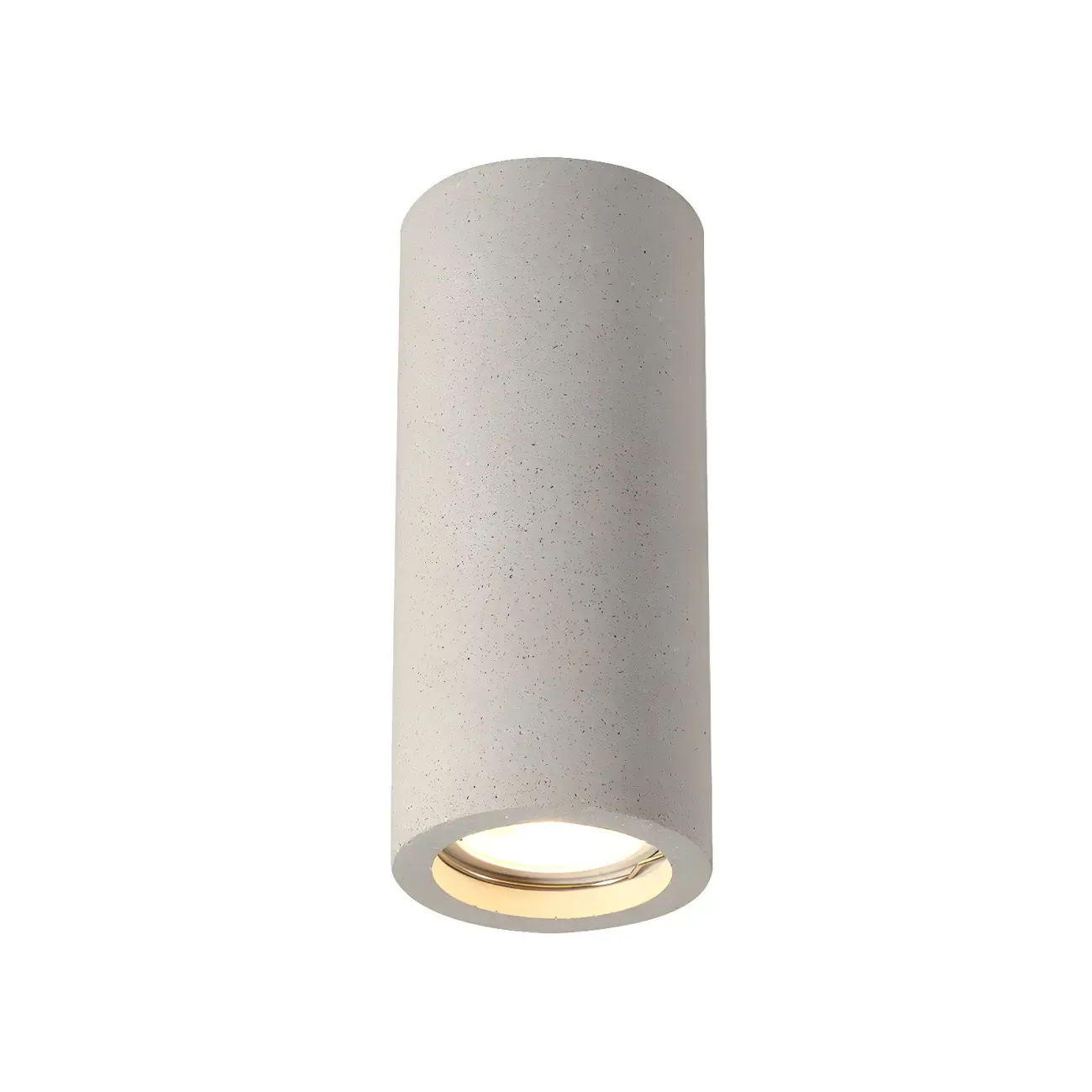 Small Size Grey Stone Cylinder Flush Mount Ceiling Light Image - 12