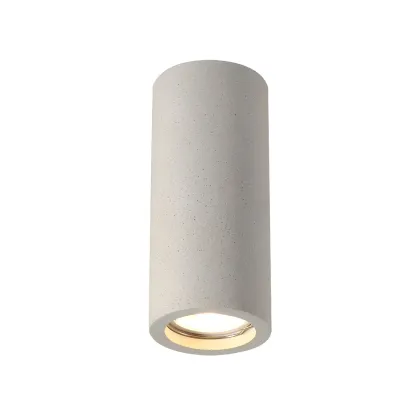 Small Size Grey Stone Cylinder Flush Mount Ceiling Light Image - 12