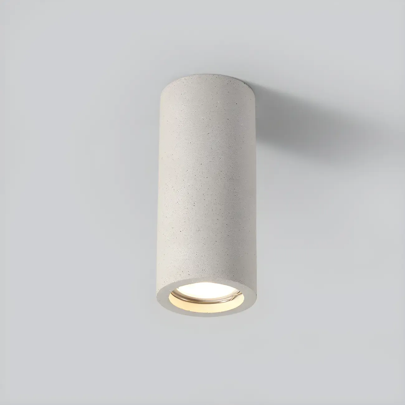 Small Size Grey Stone Cylinder Flush Mount Ceiling Light Image - 13