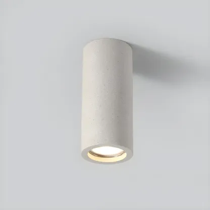Small Size Grey Stone Cylinder Flush Mount Ceiling Light Image - 13
