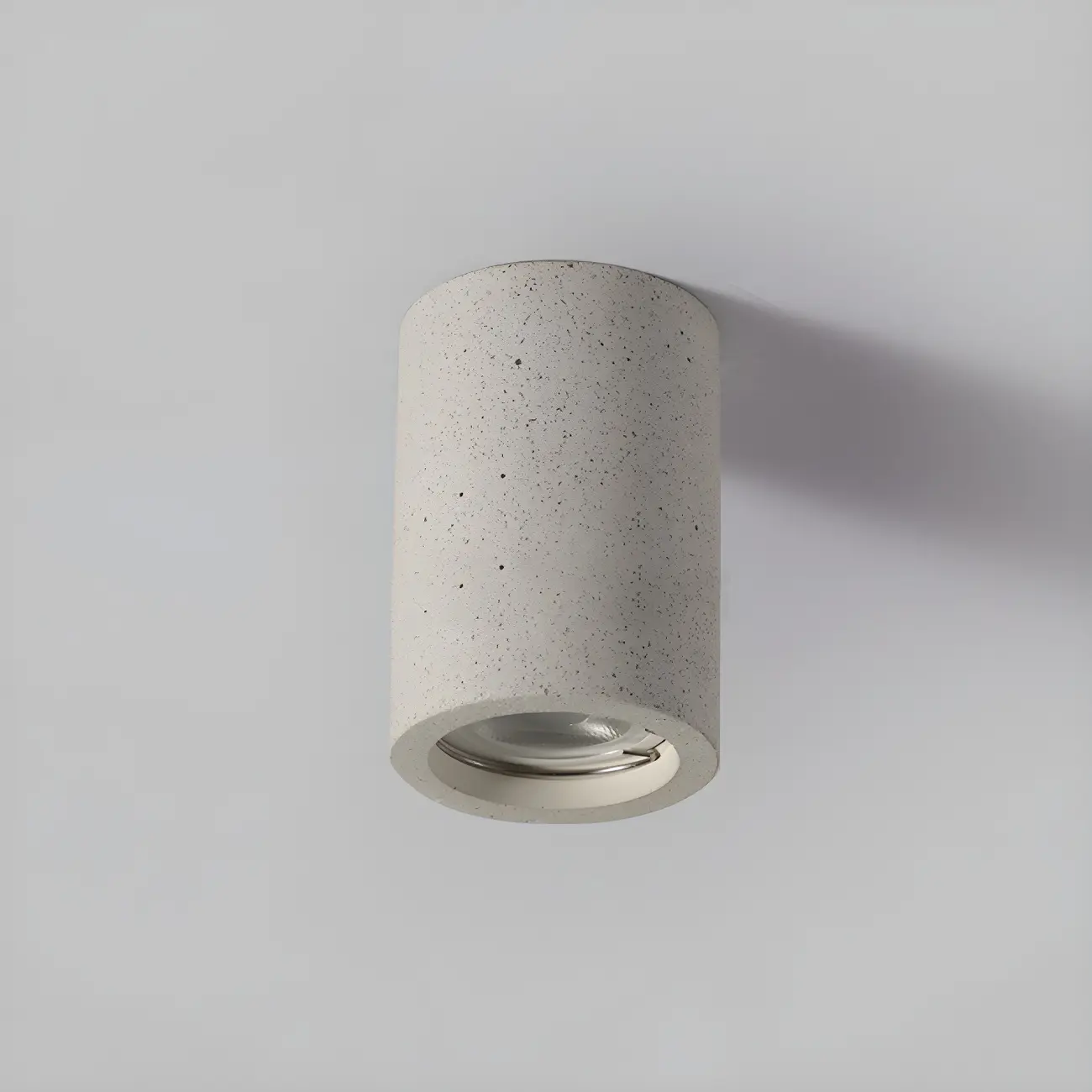 Small Size Grey Stone Cylinder Flush Mount Ceiling Light Image - 14 | homeyfad