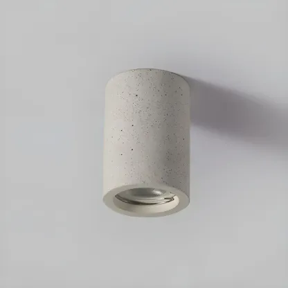 Small Size Grey Stone Cylinder Flush Mount Ceiling Light Image - 14