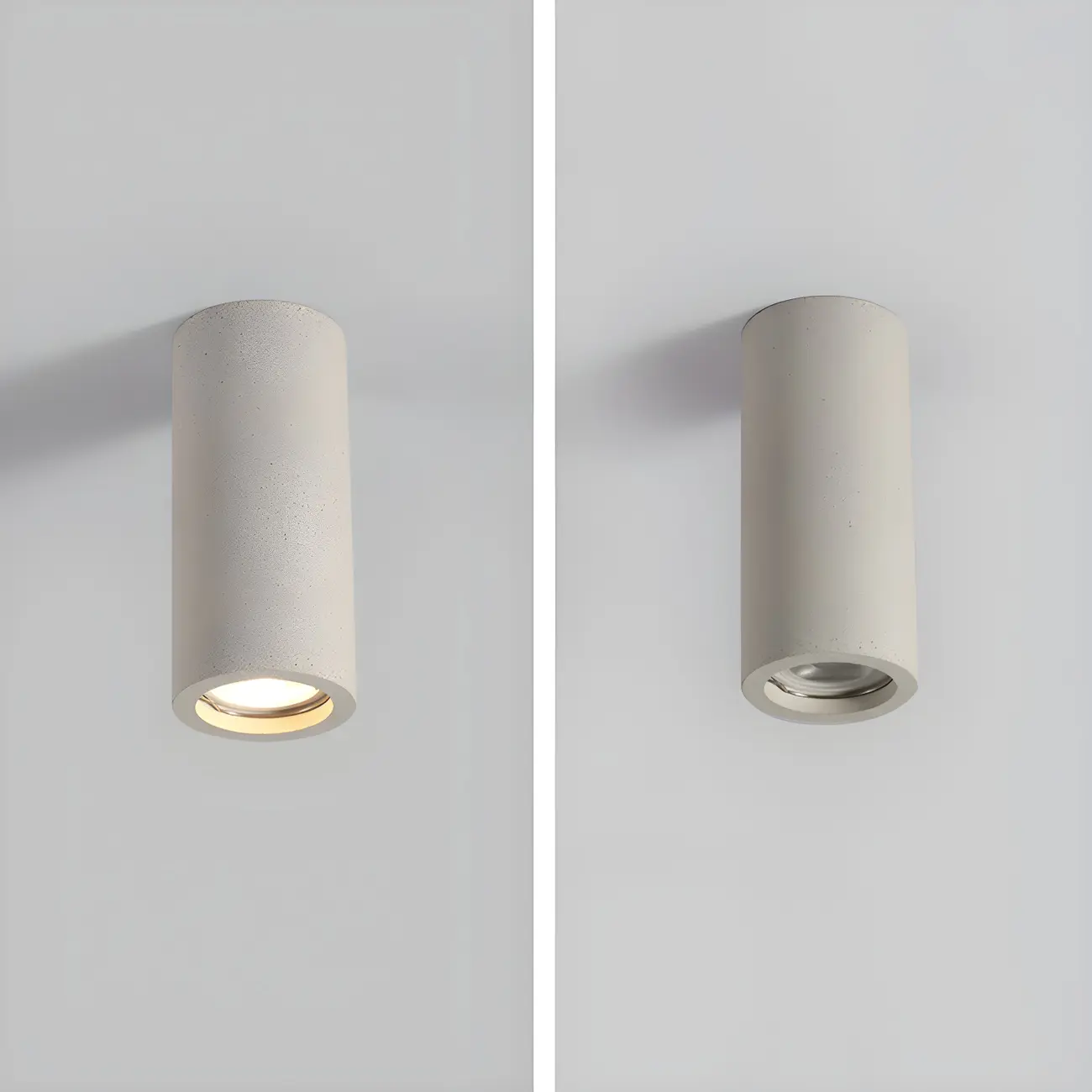Small Size Grey Stone Cylinder Flush Mount Ceiling Light Image - 15 | homeyfad