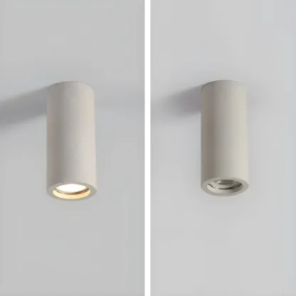 Small Size Grey Stone Cylinder Flush Mount Ceiling Light Image - 15
