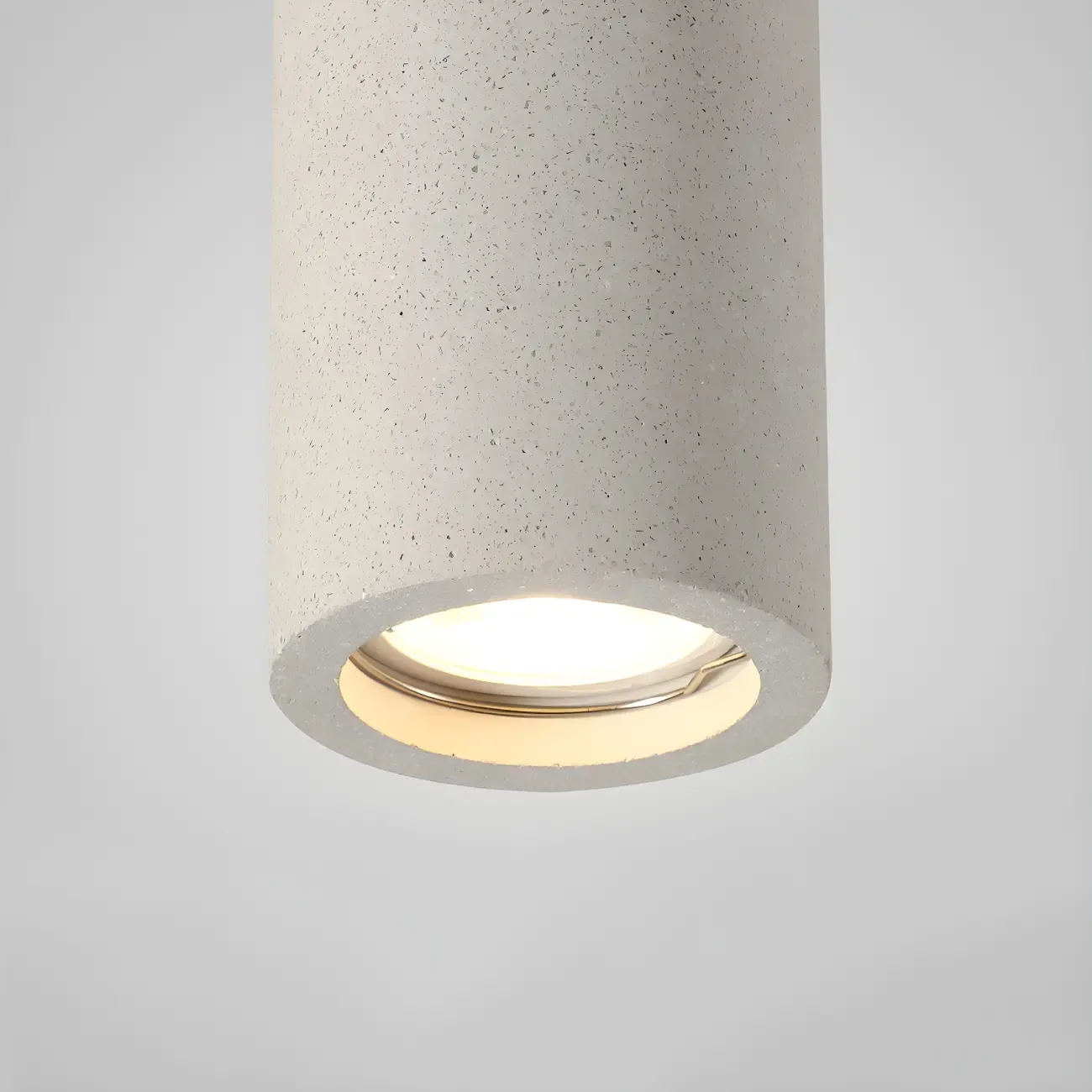 Small Size Grey Stone Cylinder Flush Mount Ceiling Light Image - 16