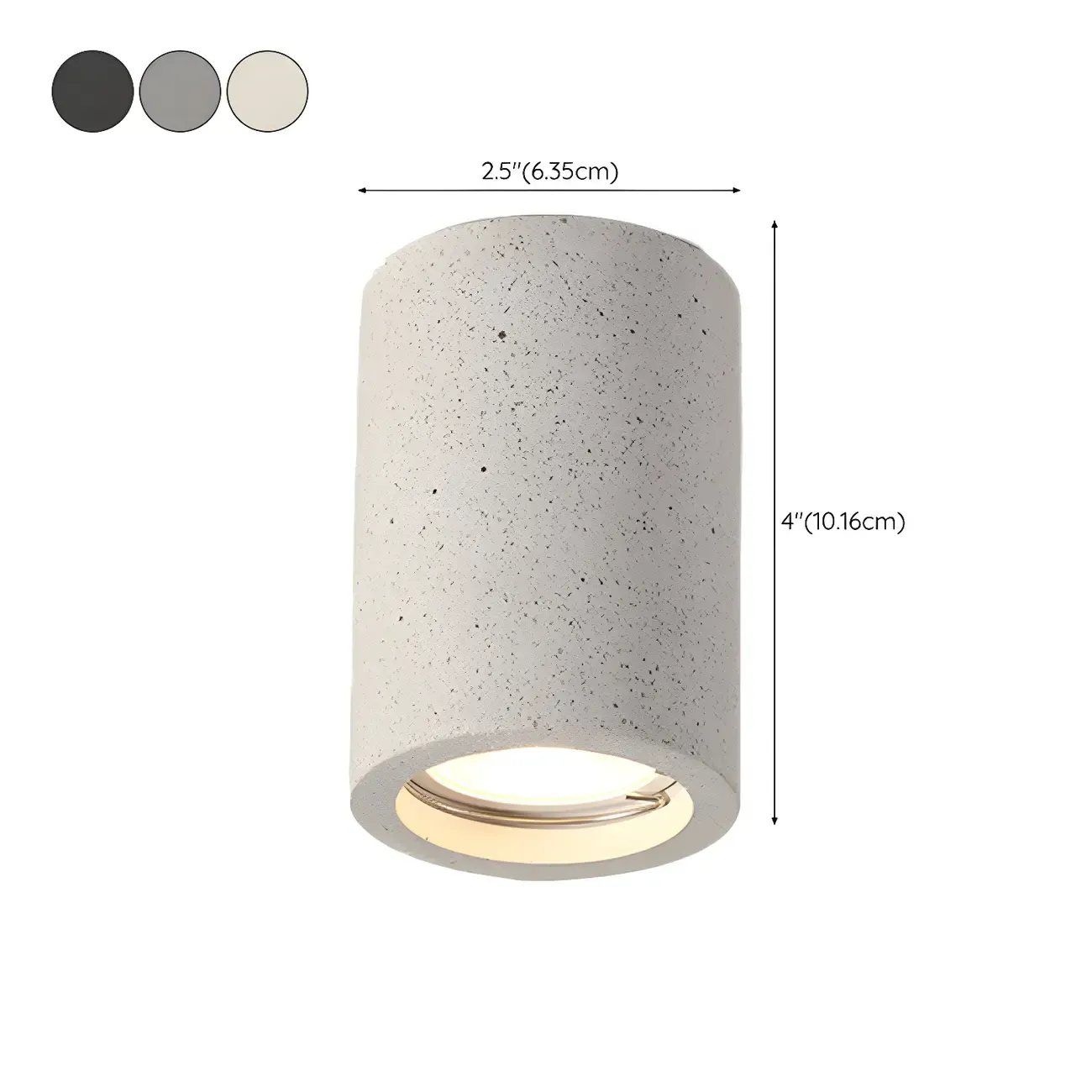 Small Size Grey Stone Cylinder Flush Mount Ceiling Light #size
