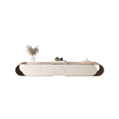 Glam Stone TV Stand with Open Shelves & Cabinets for Home Image - 8