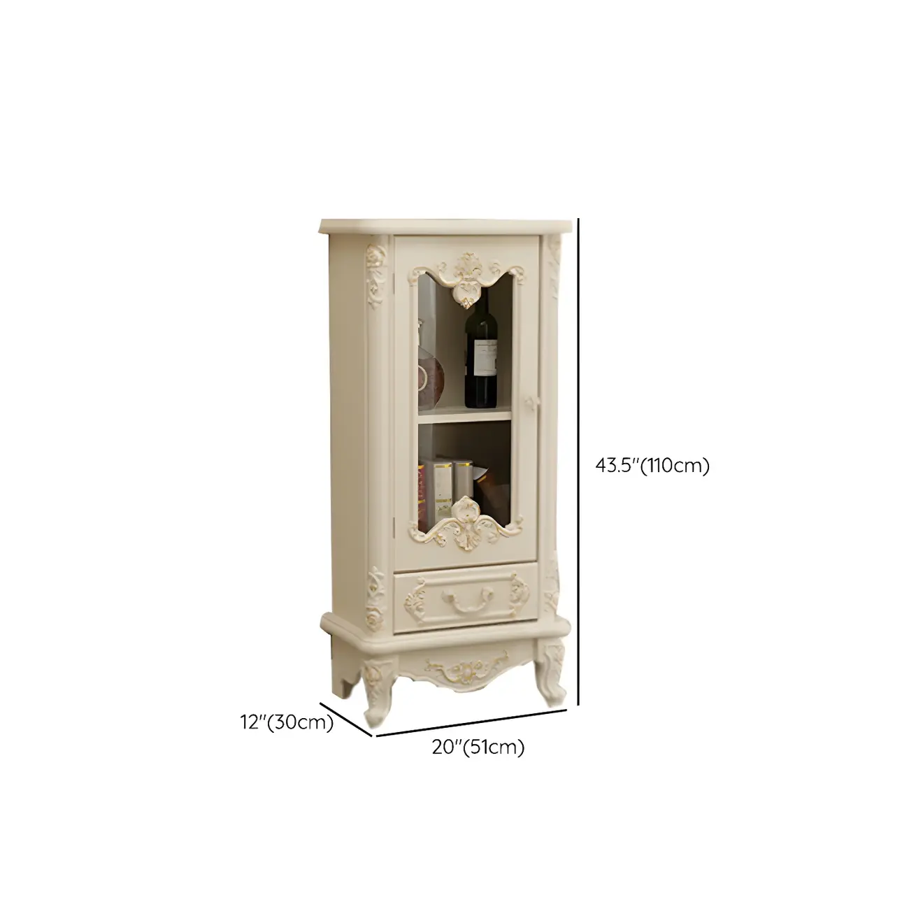 Vintage White Wooden Display Cabinet with Glass Doors Image - 17 | homeyfad