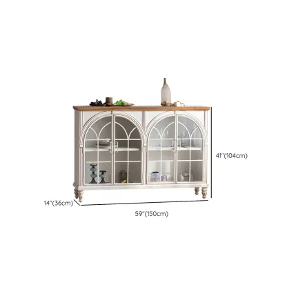Vintage Wooden Curio Cabinet with Arched Glass Doors Image - 15