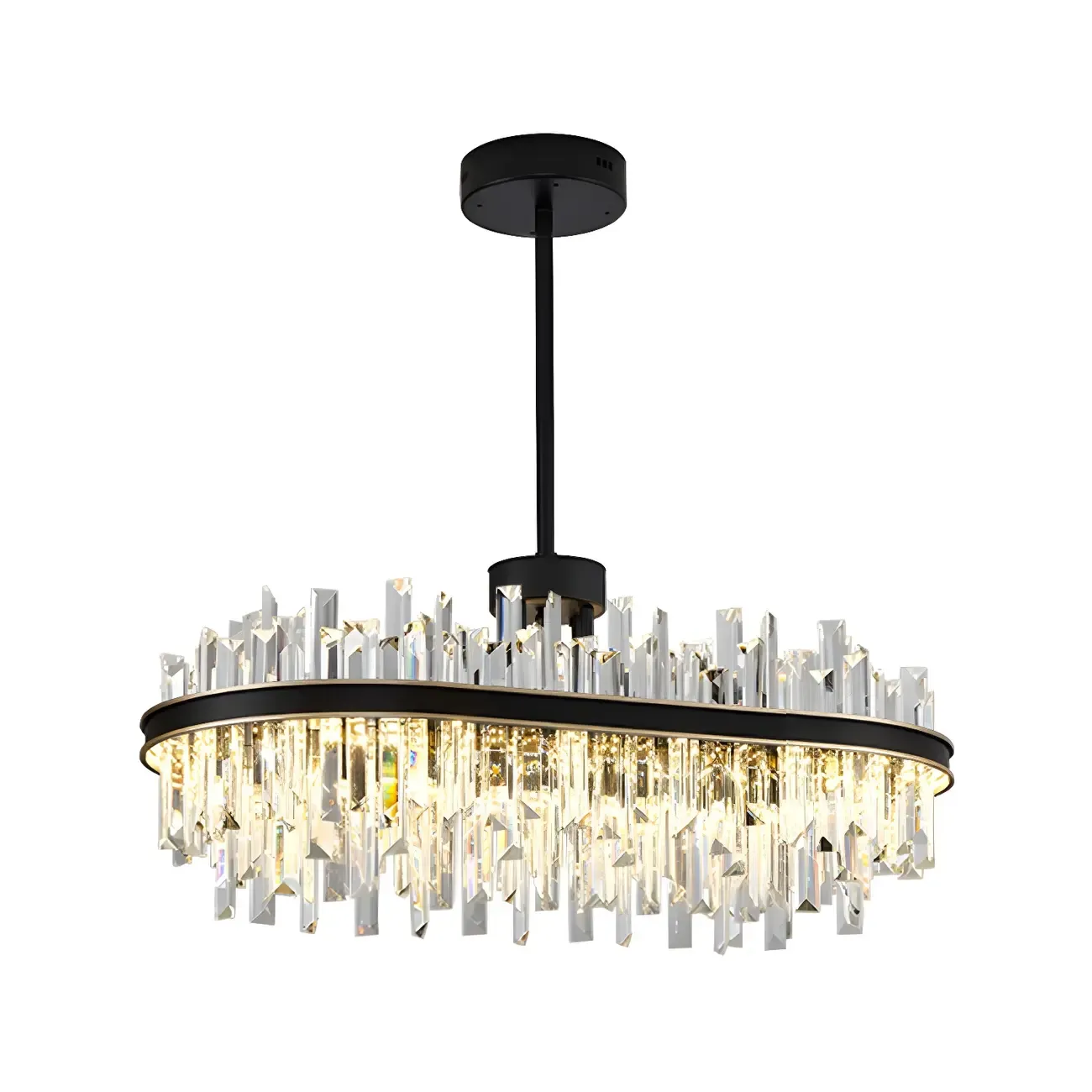 Modish Modern Black Crystal Island Pendant Light Image - 3