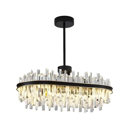 Modish Modern Black Crystal Island Pendant Light Image - 3