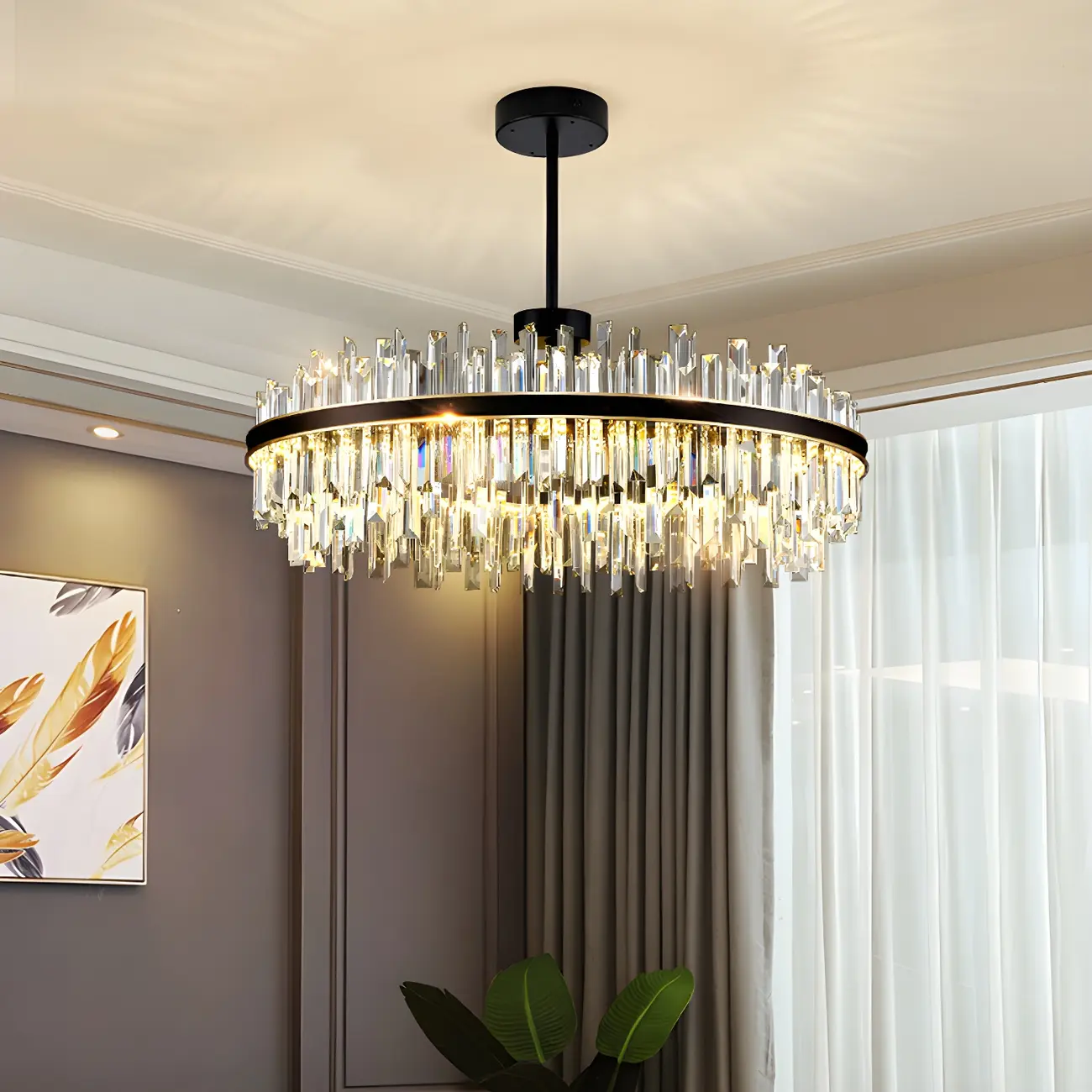 Modish Modern Black Crystal Island Pendant Light Image - 1 | homeyfad