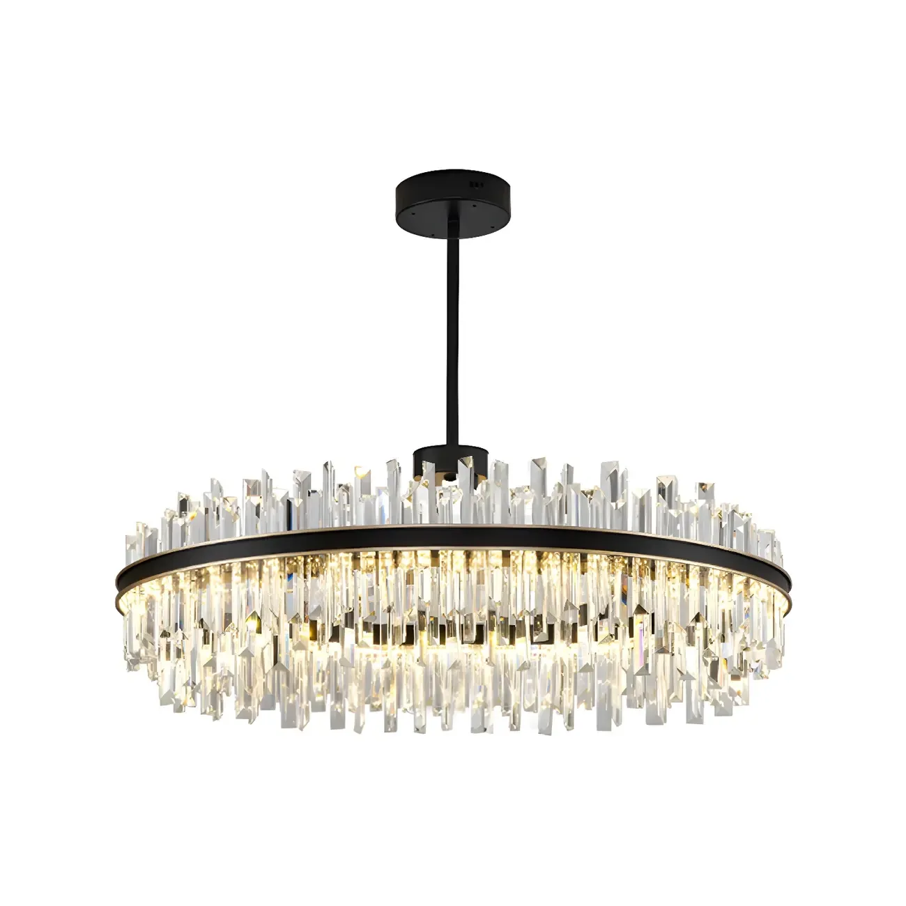 Modish Modern Black Crystal Island Pendant Light Image - 5