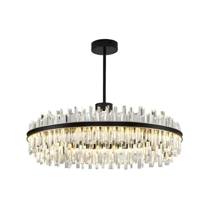 Modish Modern Black Crystal Island Pendant Light Image - 5