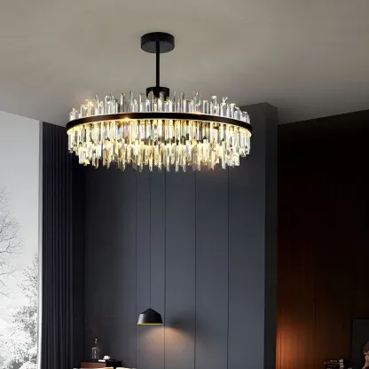 Modish Modern Black Crystal Island Pendant Light Image - 6