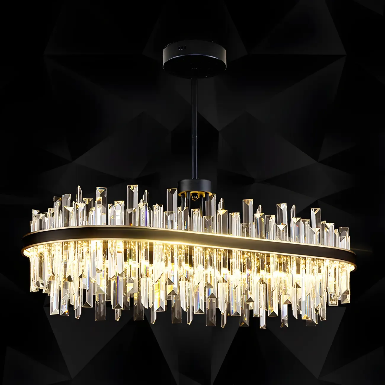 Modish Modern Black Crystal Island Pendant Light Image - 8