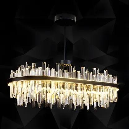 Modish Modern Black Crystal Island Pendant Light Image - 8
