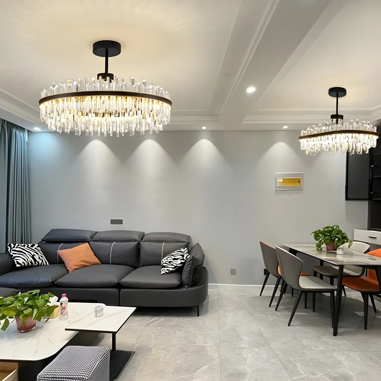 Modish Modern Black Crystal Island Pendant Light Image - 11 | homeyfad