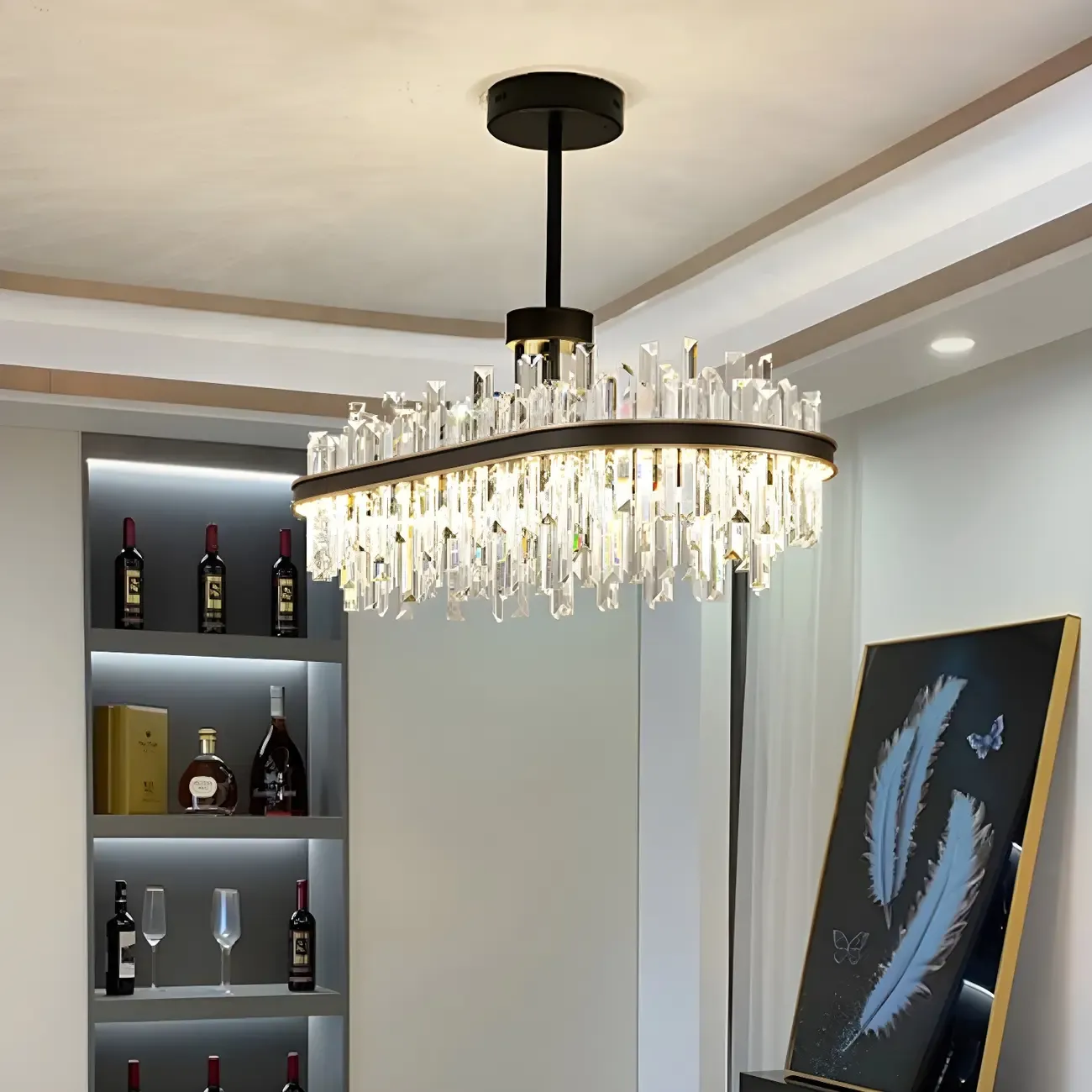 Modish Modern Black Crystal Island Pendant Light Image - 12