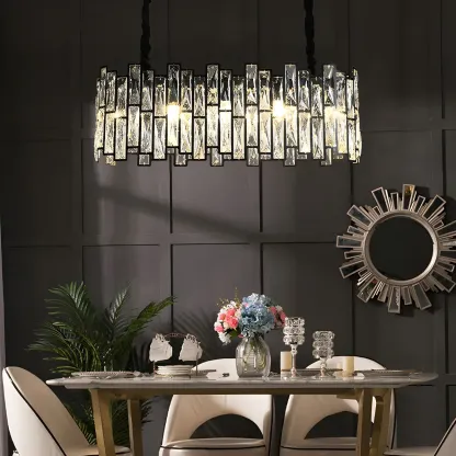 Contemporary Oval Crystal Kitchen Pendant Light Image - 3
