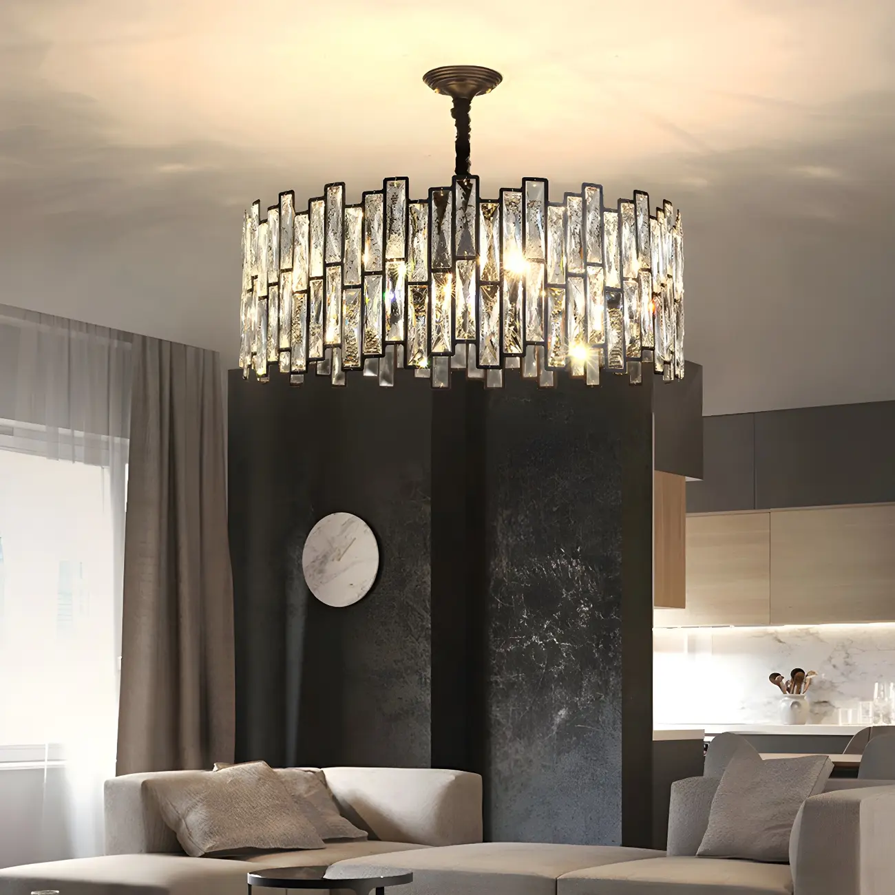 Contemporary Oval Crystal Kitchen Pendant Light Image - 2 | homeyfad