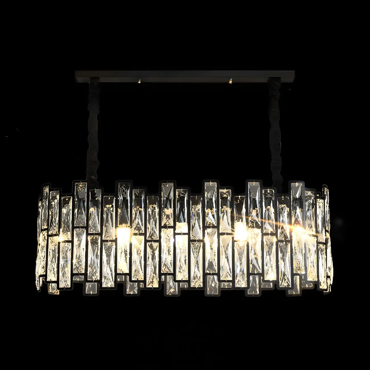Contemporary Oval Crystal Kitchen Pendant Light Image - 9