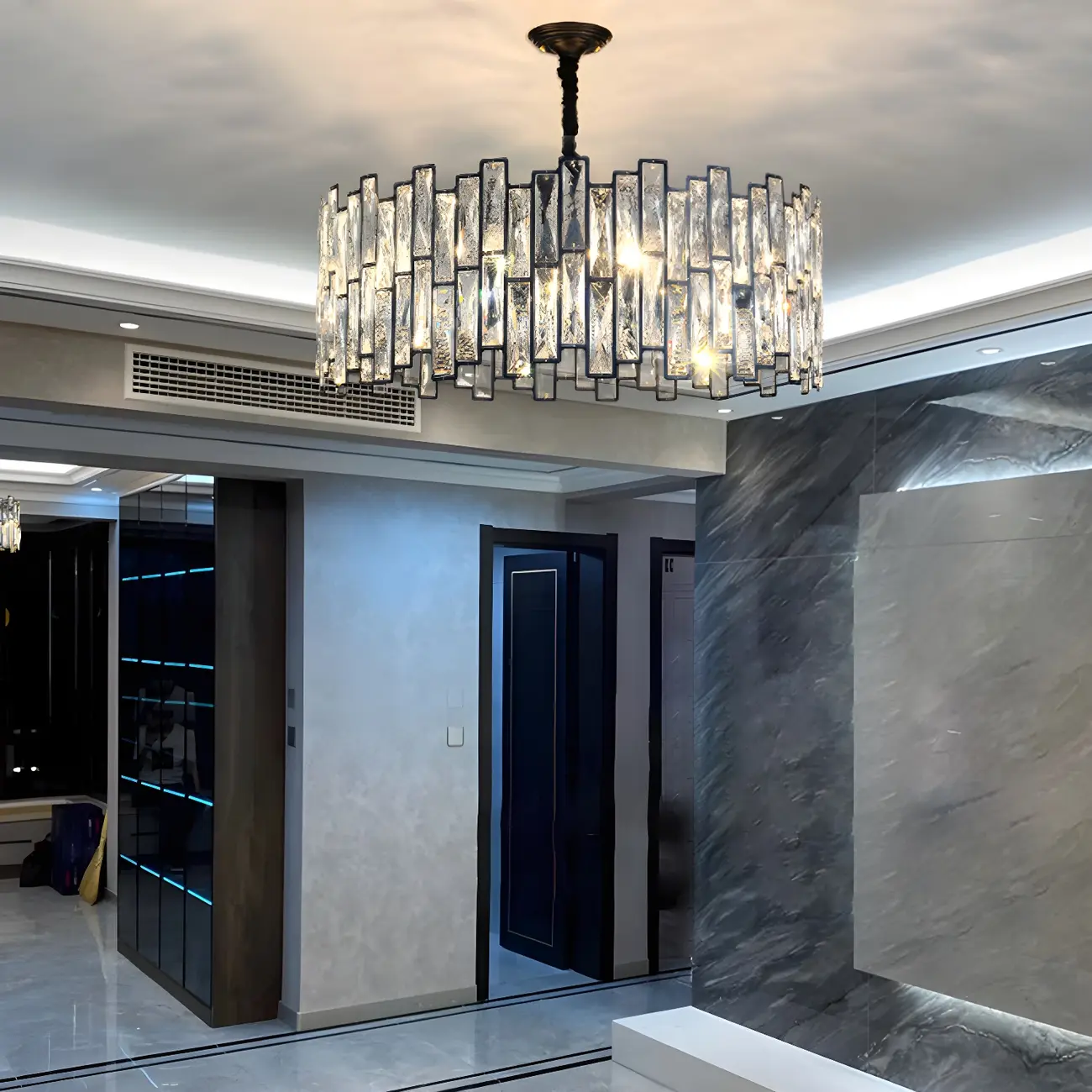 Contemporary Oval Crystal Kitchen Pendant Light Image - 12 | homeyfad