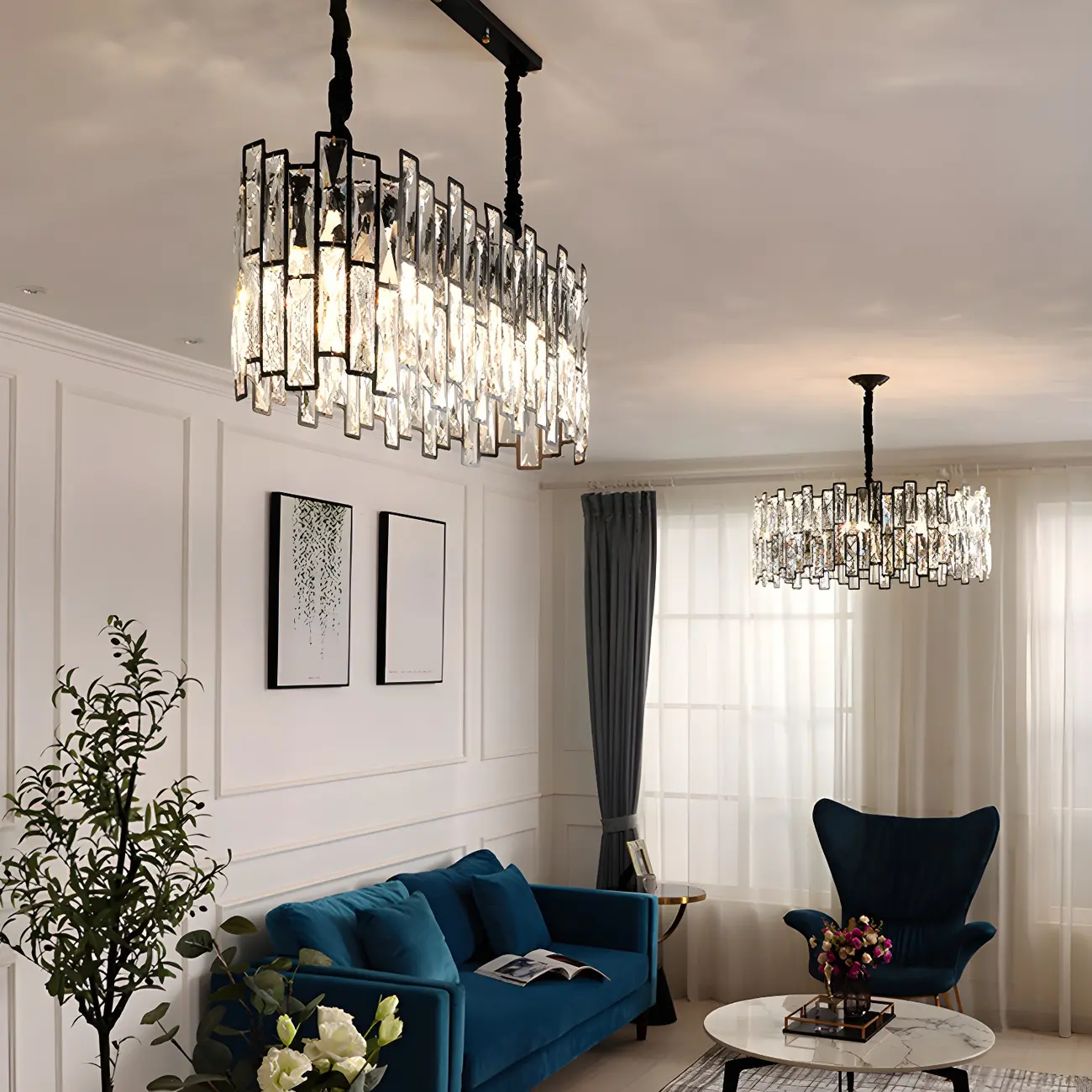 Contemporary Oval Crystal Kitchen Pendant Light Image - 13 | homeyfad