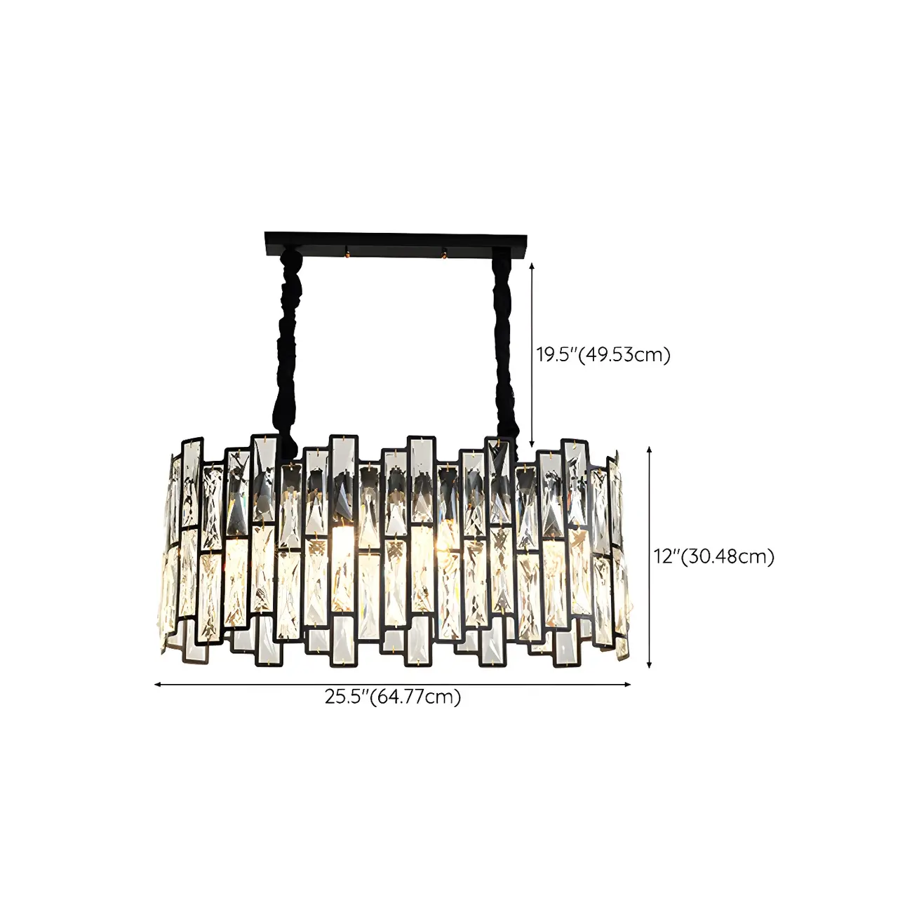 Contemporary Oval Crystal Kitchen Pendant Light #size | homeyfad