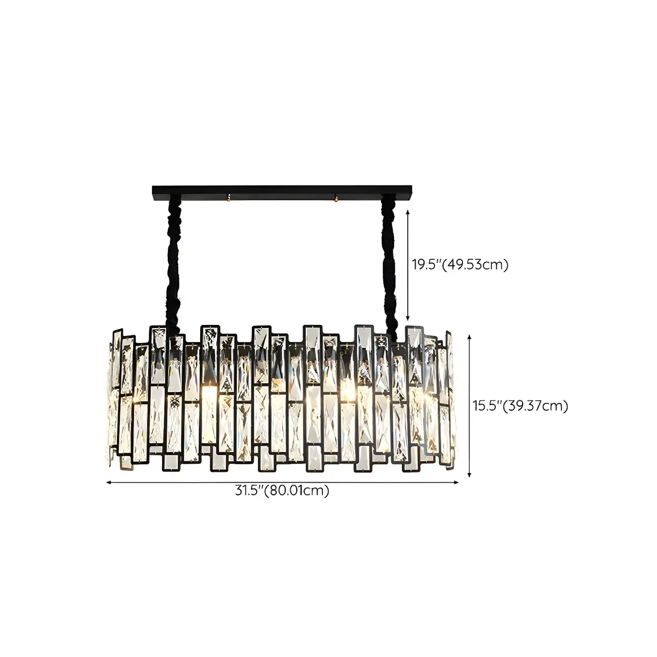 Contemporary Oval Crystal Kitchen Pendant Light Image - 16