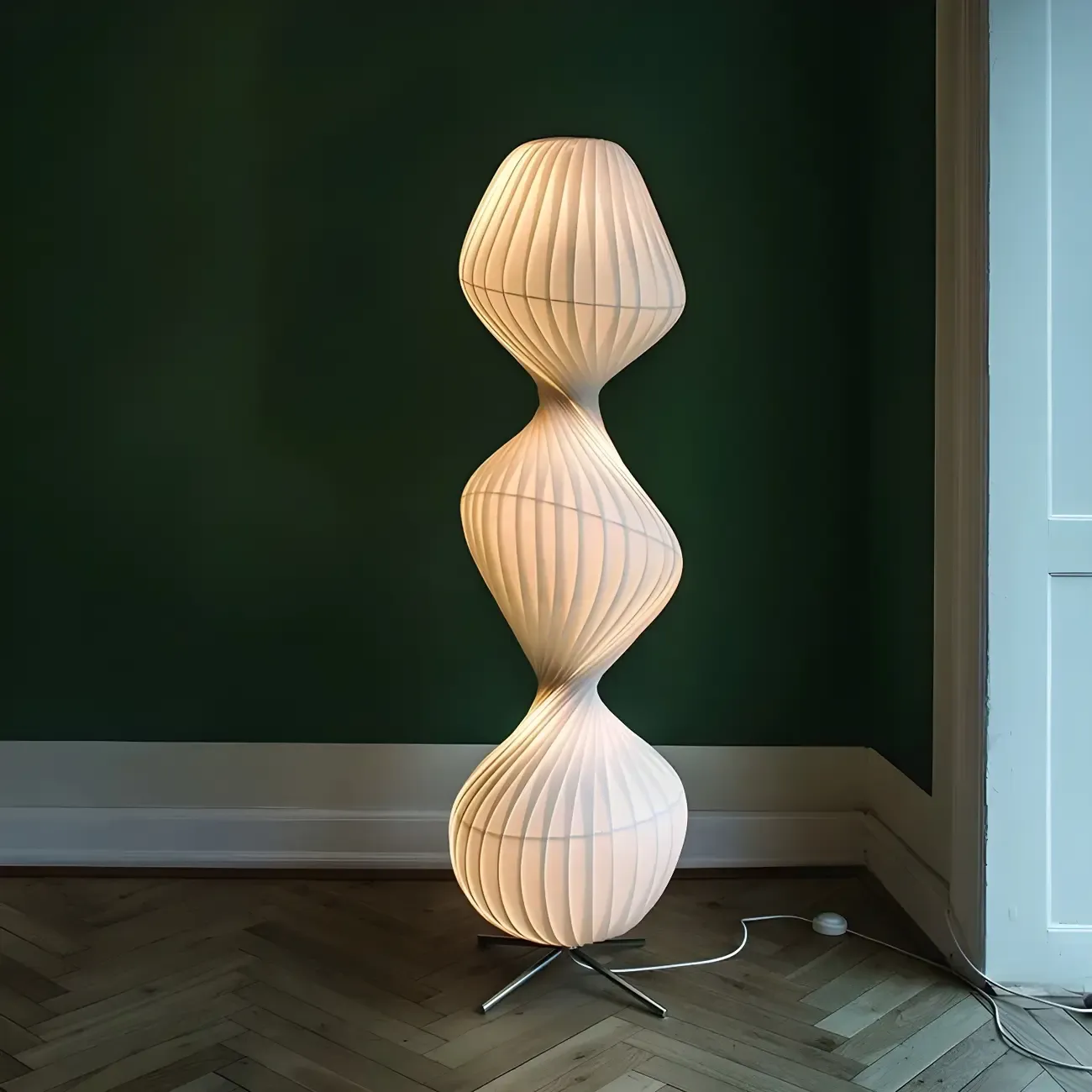 Unique Fabric Plug-In 2/3 Lights Floor Lamp for Living Spaces Image - 1