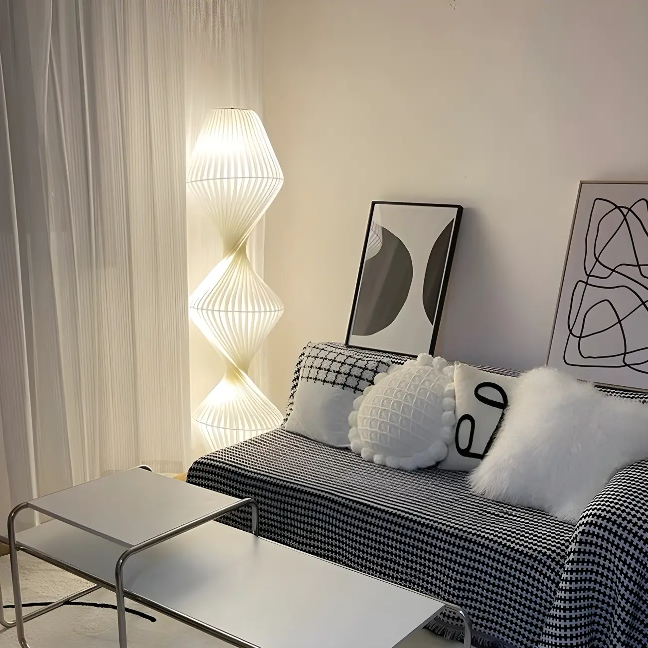 Unique Fabric Plug-In 2/3 Lights Floor Lamp for Living Spaces Image - 11 | homeyfad