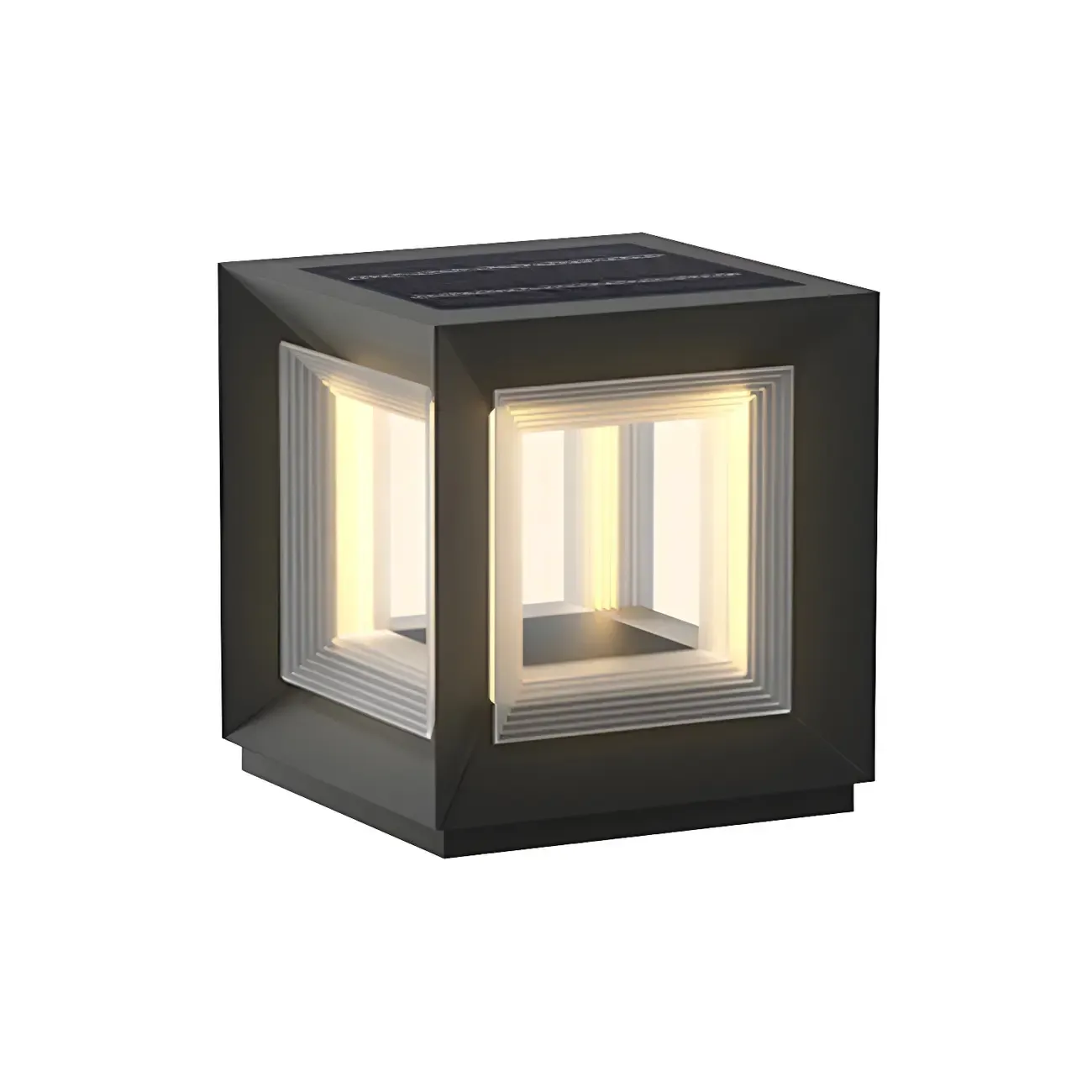 Smooth Black Metal Cubic Post Cap Light Image - 7