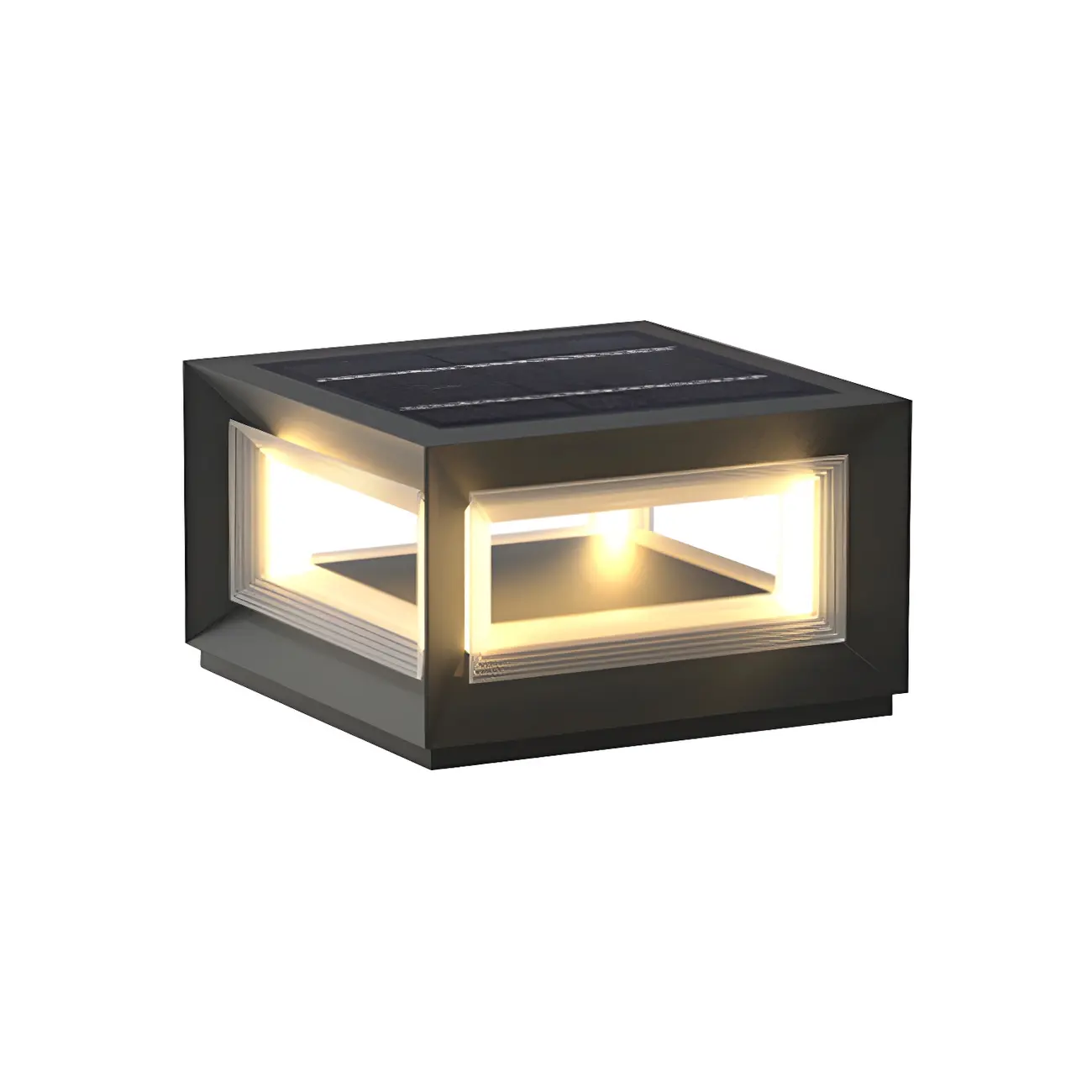 Smooth Black Metal Cubic Post Cap Light Image - 8 | homeyfad