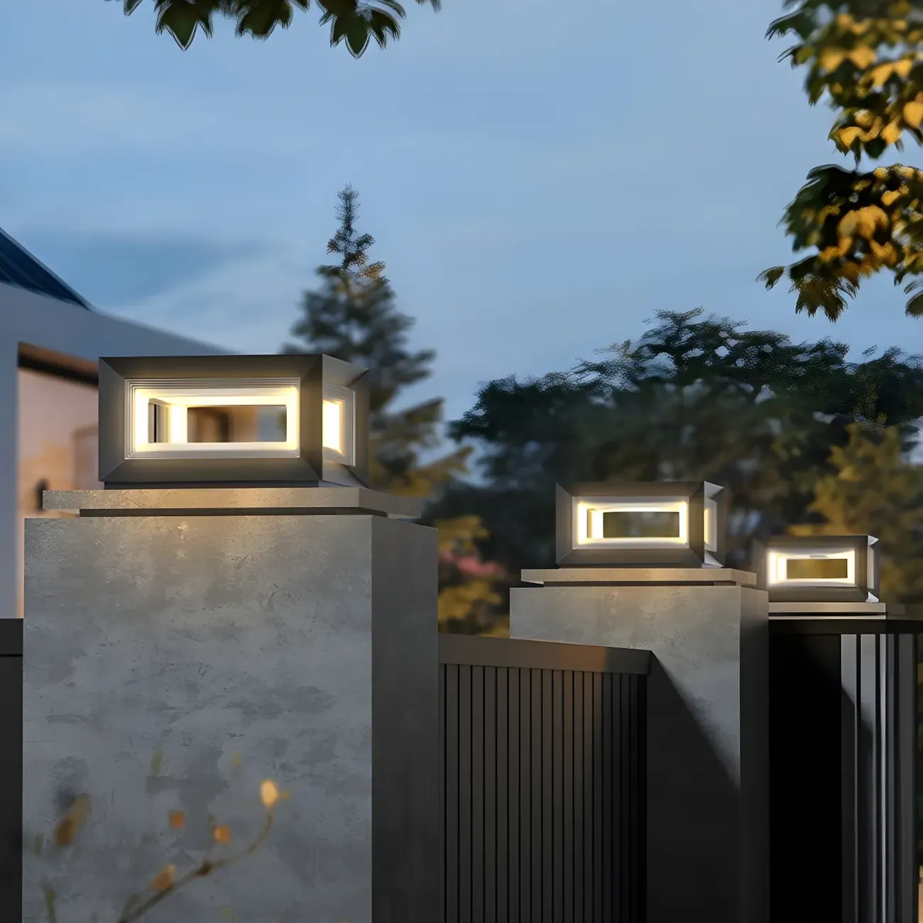 Smooth Black Metal Cubic Post Cap Light Image - 5